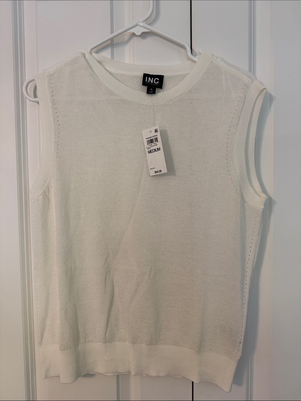 INC International Concepts Ivory Sleeveless Knit Tank